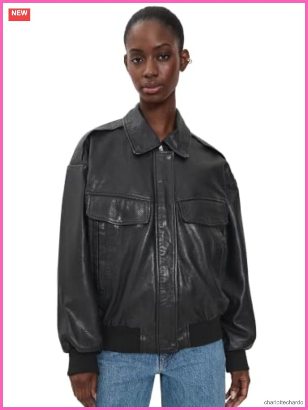 Trevanna Leather Bomber Jacket Mid-Weight Women's Casual Coat